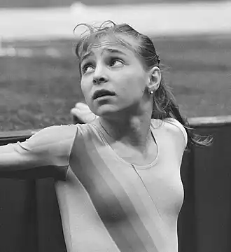 Daniela Silivaș tijdens de Wereldkampioenschappen in 1987.