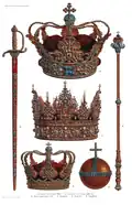 Diverse regalia van Denemarken.