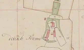 Het deels nog omgrachte complex De Dries in 1822