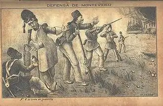 Illustratie van de verdediging van Montevideo uit het boek van Isidoro De-Maria:Anales de la defensa de Montevideo.