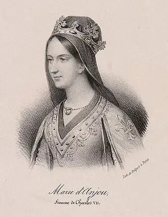 Maria van Anjou, negentiende-eeuwse lithografie van François Séraphin Delpech.