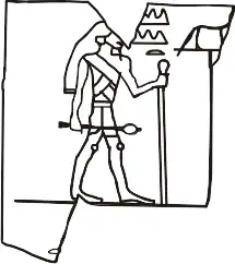 Tekening van een ivoren label