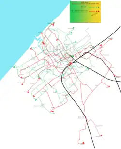 Tram- en busnet van de HTM per 12 december 2011.