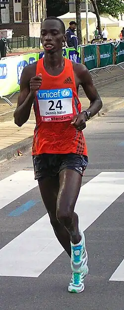 Tijdens de marathon van Amsterdam 2008