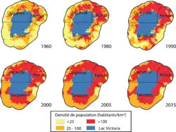 Bevolkingsdichtheid rondom het Victoriameer