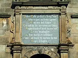 Plaquette met de tekst Indien Gods goedheid u brengt voort / Geluk en spoed (Jan van Hout, 1542-1609)