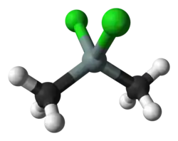 Molecuulmodel van dimethyldichloorsilaan