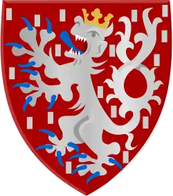 Wapen van Pietersheim voor 1405 (Wapenboek Beyeren), de leeuw komt in gewijzigde vorm voor als hartschild van het Wapen van Lanaken.