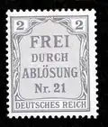 FREI DURCH ABLÖSUNG Nr. 21, Duitse dienstzegel van 1903
