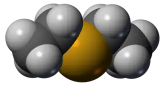 Molecuulmodel van di-ethylsulfide