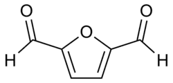 Structuurformule van 2,5-diformylfuraan