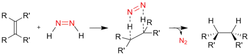 Mechanism of hydrogenation using diazene