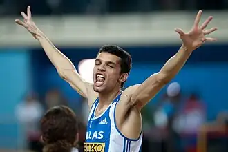 Dimitrios Chondrokoukis tijdens de WK indoor in Istanboel, 2012.