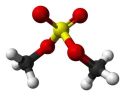 Molecuulmodel van dimethylsulfaat