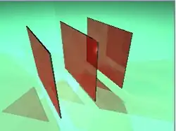 Figuur 3 – Projectiemodel van de atoomvlakken in het kristal