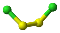 Molecuulmodel van zwavelchloride
