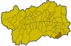 Locatie van Donnas in Aostadal (AO)