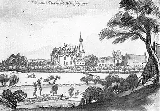 Tekening van kasteel Doorwerth uit 1744.