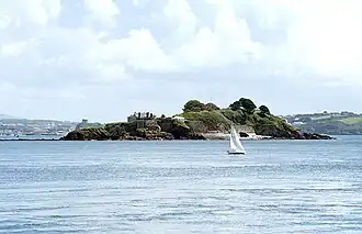 Drake's Island, gezien vanuit het westen