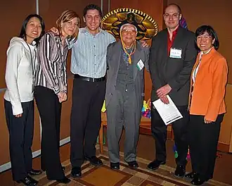 Kawasaki in februari 2005 (midden-rechts met sombrero) op het 8e Internationale Ziekte van Kawasaki-symposium, gehouden op de pediatriefaculteit van de Universiteit van San Diego..mw-parser-output .taalaanduiding{font-family:sans-serif;font-size:85%;cursor:help;color:var(--color-subtle,#555)}.mw-parser-output .taalaanduiding span{border-bottom:1px dotted var(--color-subtle,#555)}(en)  8th International Kawasaki Disease Symposium grantome.com door: Jane C. Burns; geraadpleegd: 12-06-2020