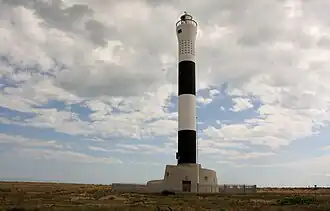 De huidige vuurtoren van Dungeness.
