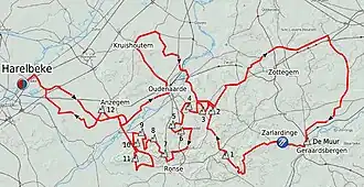 Routekaart van de E3 Harelbeke 2012