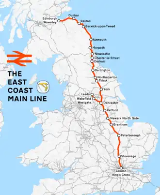 East Coast Main Line op de kaart