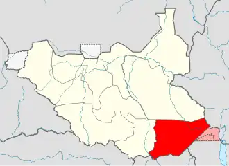 Kaart van Eastern Equatoria
