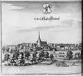 Merian-prent van het klooster, circa 1655