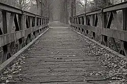 De brug over de dommel. Dit was de oprijlaan van het kasteel Eckart.