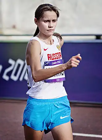 Jelena Lasjmanova bij de Olympische Spelen in Londen van 2012
