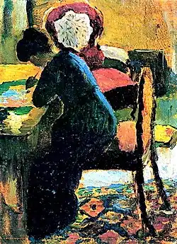 Elisabeth aan de schrijftafel