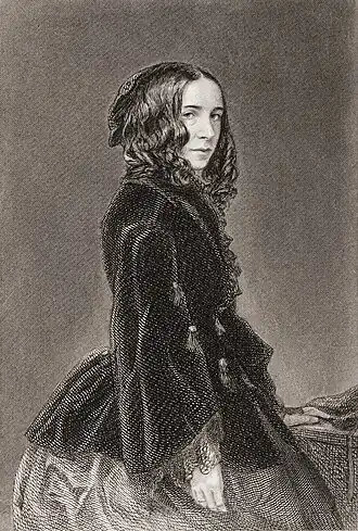 Elizabeth Barrett Browning(ca.1859), gravure van T.O. Barlow in Poetical Works Volume I