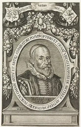 Portret van Emanuel van Meteren op 73-jarige leeftijd, door R.D. Boud (1607)