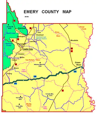 Kaart van Emery County