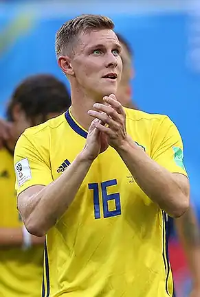 Krafth met het Zweeds voetbalelftal op het WK 2018