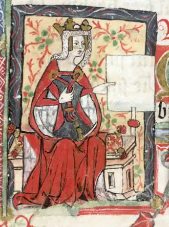 Keizerin Mathilde(1380), miniatuur uit manuscript Nero D. VII, British Library