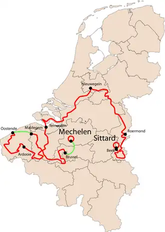 Routekaart van de Eneco Tour 2008