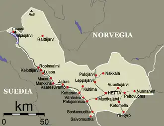 Kaart van Enontekiö / Eanodat