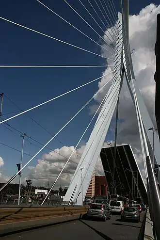 Geopende brug gezien vanaf de brug zelf