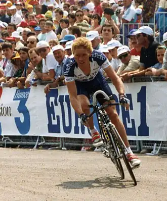 Eric Vanderaerden tijdens de proloog in de  Ronde van Frankrijk 1993.
