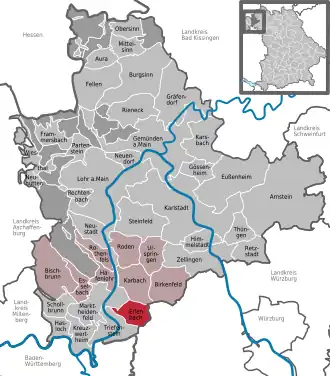 Kaart van Erlenbach bei Marktheidenfeld