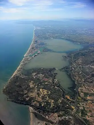 Het Étang de Leucate vanuit het noorden gezien