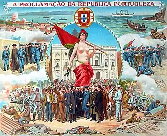 Illustratie van de Uitroeping van de Portugese Republiek op 5 oktober 1910
