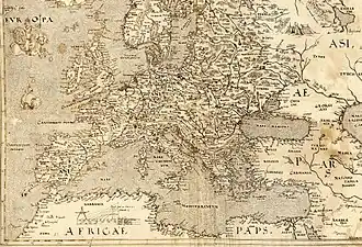 Kaart van Europa, circa 1570