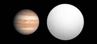 Kepler-8b vergeleken met Jupiter
