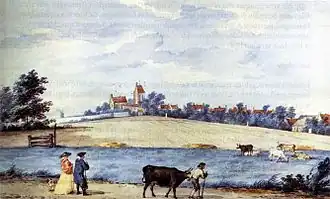 Esinge in 't Westerkwartier van Groeningen, aquarel uit 1772 door Aart Schouman (1710-1792)