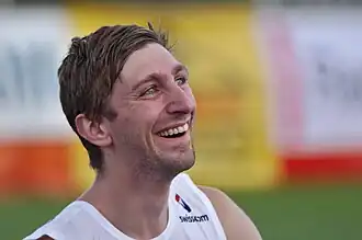 Daniel Wenig tijdens de FIS Zomer Grand Prix 2014