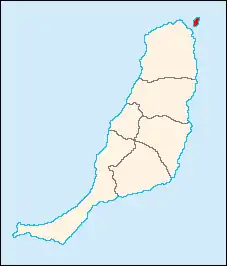 Isla de Lobos ten noordoosten van het veel grotere Fuerteventura