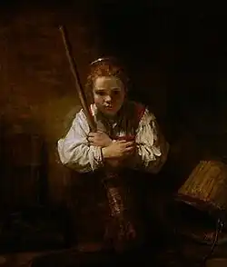 Carel Fabritius (?) en andere Rembrandt-medewerker, Meisje met een bezem, ca. 1646/48 en 1651, National Gallery of Art, Washington